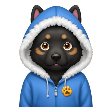 Black dog wearing a hoodie  sticker