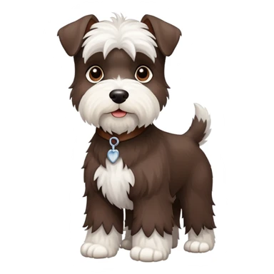 Fluffy Chocolate and white schnauzer standing sticker