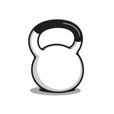 A kettlebell with handle in pastel colors (dd9fb0, ffc6d3, a3bfc9, c4bee2, f1b091), hand-drawn doodle style sticker