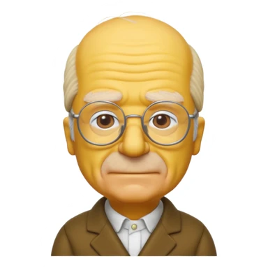 A 3D cartoon close-up of Grandpa Abe Simpson from The Simpsons, rendered in Memoji-style with bald yellow head, white tufts of hair on the sides, wrinkled face, glasses, and warm lighting. Match the Simpsons family color tone and style. sticker