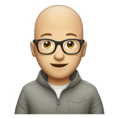 bald man glasses, hand in pocket sticker