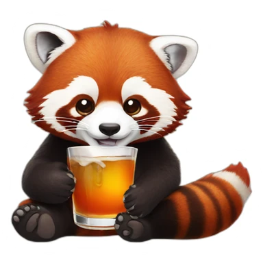 red panda drinking whisky sticker