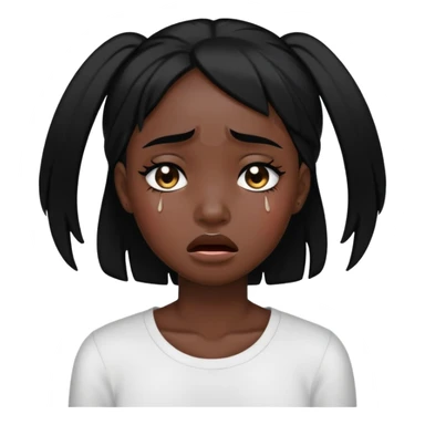 black dark girl with black hair crying 😭  sticker
