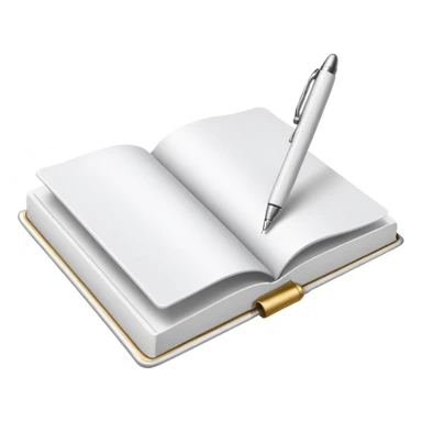 "A white open book,The pen should be positioned as placed exactly in the center between the pages.  if held by a right-handed person - meaning the direction is reversed compared to a left-handed grip. The pen should be uncapped, and the cap placed behind it." sticker