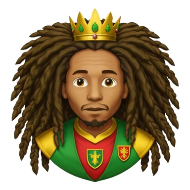 very realistic Bob Marley with gigantic dread locks in form heraldic crest sticker