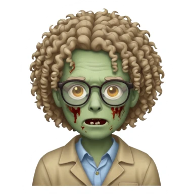 curly hair zombie with glasses sticker