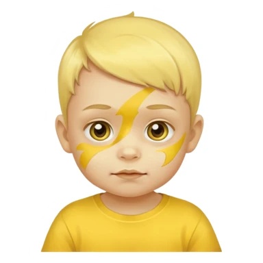 baby with yellow face paint and yellow shirt sticker