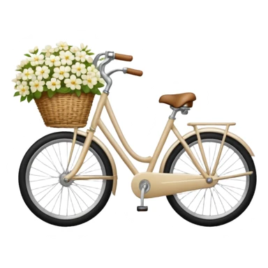 realistic light beige bicycle with basket of white  sticker