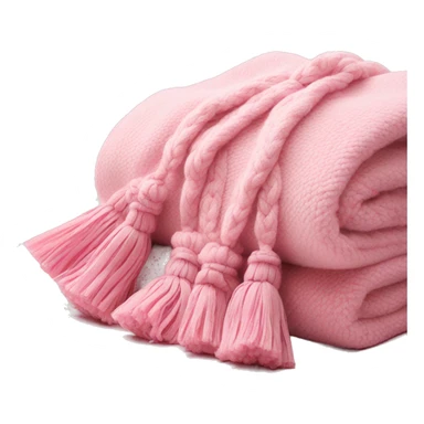 Light pink blanket with pink tassels, folded  sticker