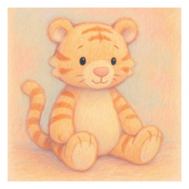 Pastel illustration of a tiger jellycat stuffed plushie  sticker