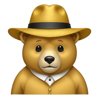 Oso dorado con sombrero elegante y moño negro triste animatronico sticker