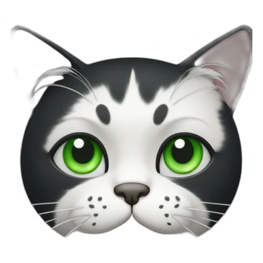 Black white cat with green eyes and grumpy face sticker
