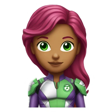 dc comics starfire red hair; green eyes, purple silver spacesuit sticker