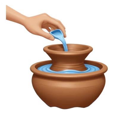 Realistic image of a potter's wheel in action, shaping wet clay into graceful shapes, water splashing gently sticker