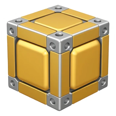 cube with small brackets {} next to it sticker