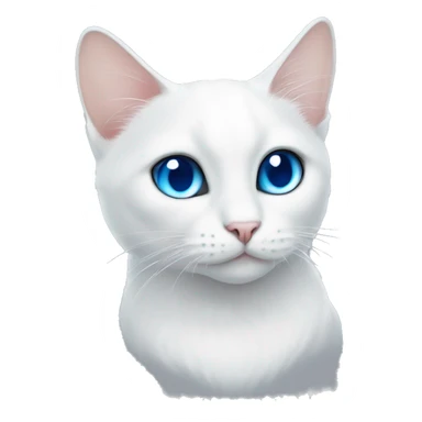 White cat blue eyes, black tail, some black stajns in its face  sticker