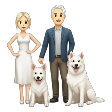 Wife husband and white swiss shepherd sticker