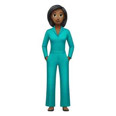 A sleek turquoise jumpsuit without a person, tailored with wide-leg pants, minimal details, and a clean modern style. sticker