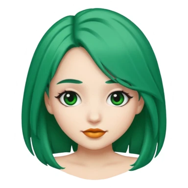 Emoji girl Emerald green hair, fair skin, and eye black  sticker