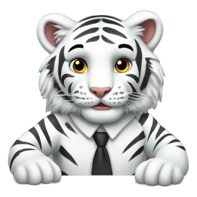 White tiger sitting in a school desk  sticker