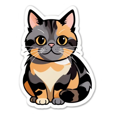 Cute grey and tan tortie pattern cat sticker