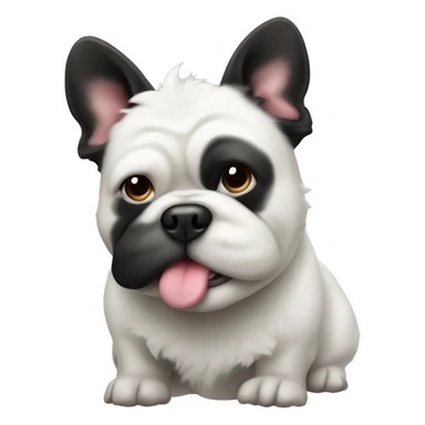 White and black fluffy French bull dog  sticker