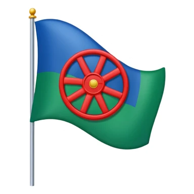 Emoji drapeau moitié à la verticale bleu en haut vert en bas avec une roue rouge au millieu  roue en plein millieu du drapeau bleu à la. Moitié de en heut et vert à la moitié de en bas sticker