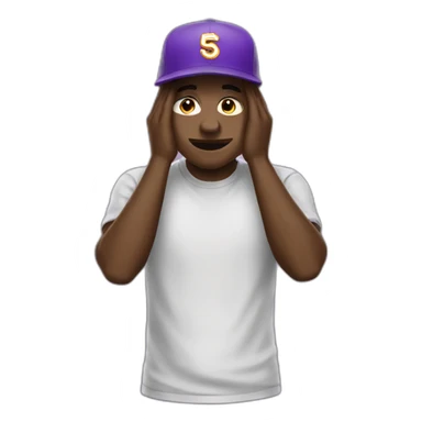 Bronze man cry with a purple new era cap sticker