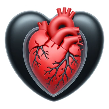 3D render of Pacemaker, X-Ray imaging aesthetic, translucent materials showing internal structure, faint red heart outline with a solid black device inside, medical scan style, emoji style, isolated on white background --v 6.0. sticker