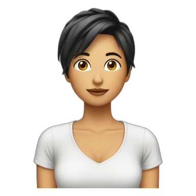 Chica morocha cabello corto abrazando planta  sticker