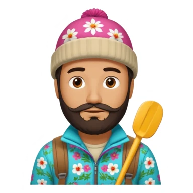 mexican guy with beard, ski hat, flowerd shirt sticker