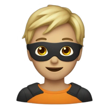 Boy wearing Halloween mask sticker