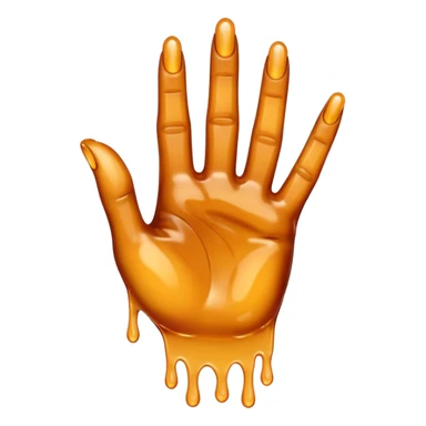 a hand with 2 fingers out and a sticky liquid on them sticker