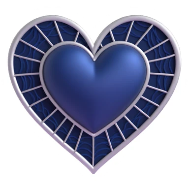 3D emoji gothic heart, midnight blue satin, silver spiderweb, lace trim sticker