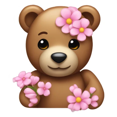 Teddy bear with pink hearts and flowers  sticker