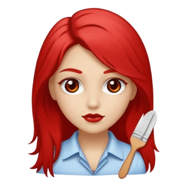 un sticker gracioso de una chica con un pintalabios en la mano de 18 años, de piel blanca con el pelo liso, largo y pelirrojo, ojos marrones sticker