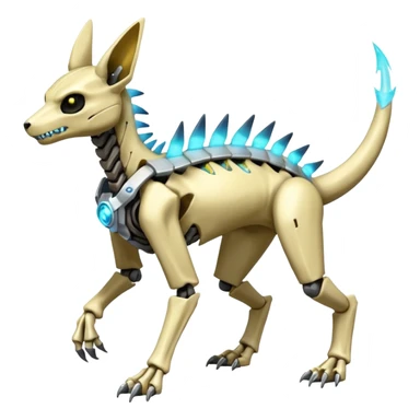 futuristic Skeleton-Cyborg-Manectric-Electrike-Cubone-Umbreon-Marowak-Draco-Fakémon-hybrid-creature (full body), 4 legs sticker