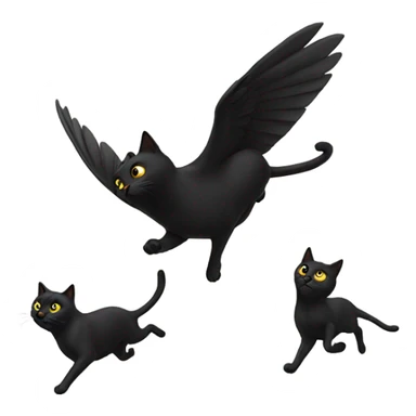 Black cats chasing a bird sticker