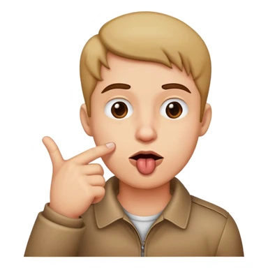 make a person biting their lip with a finger gun on their chin sticker