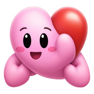 Kirby hugging a heart sticker