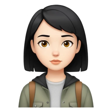 girl with short black hair, dressed in casual boyish outfit sticker