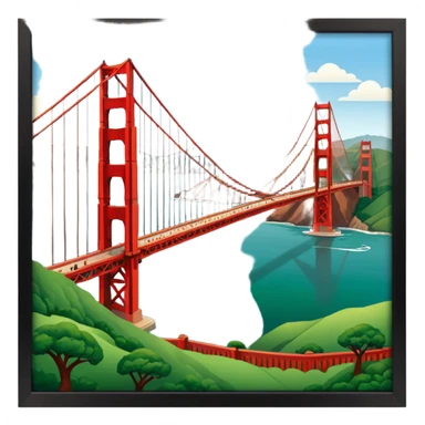 im trying to come up with a classic but still dynamic visual of the golden gate bridge and surrounding hills and the presidio for a work conference sticker