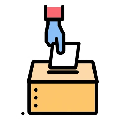 hand placing vote in ballot box sticker