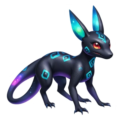 Vibrant colorful Nebulae Salandit-Umbreon-Fakémon-hybrid-creature (full body)  sticker