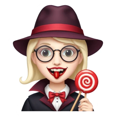 Vampire with lollipop, hat and glasses sticker