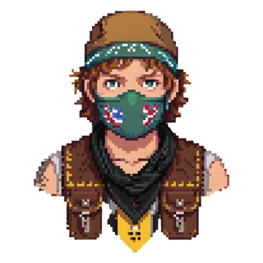 Arthur Morgan from Red Dead Redemption 2 wearing a bandana mask sticker