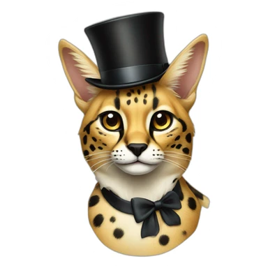serval cat with a top hat sticker