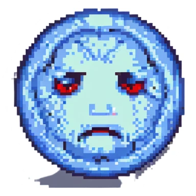 full moon with a sad face, simple, expressive sticker