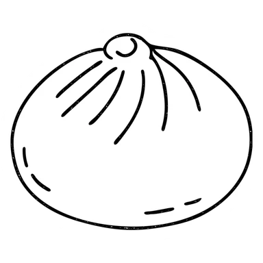 banh bao, outlined icon, no fill, hand-drawn look sticker