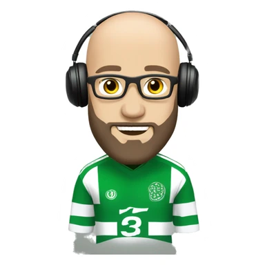 Balding guy with beard, wearing a Hammarby kit, DJing sticker